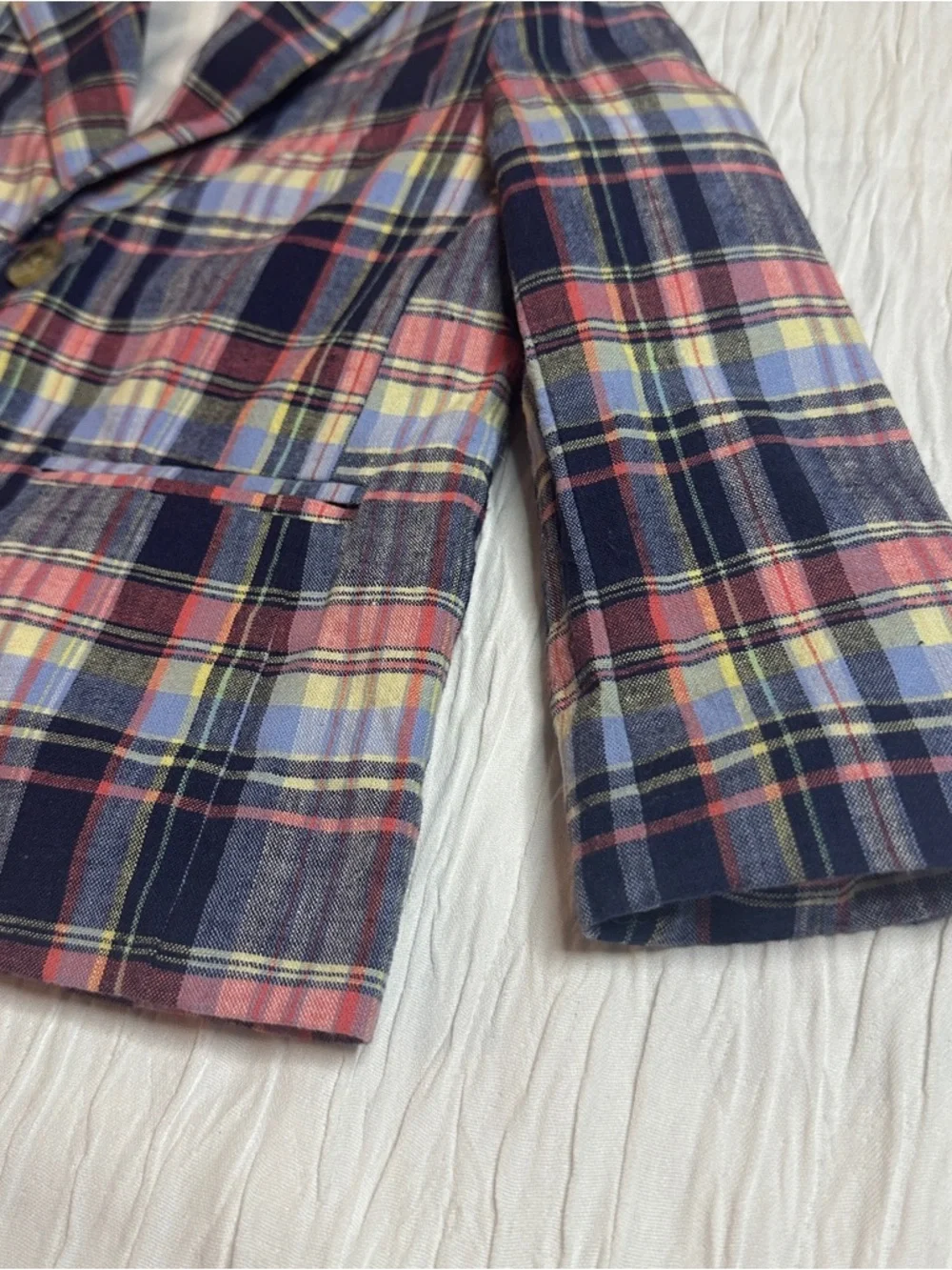 Janie and Jack Plaid Blazer‎ 2T Toddler Linen Blend Preppy Easter Spring Jacket